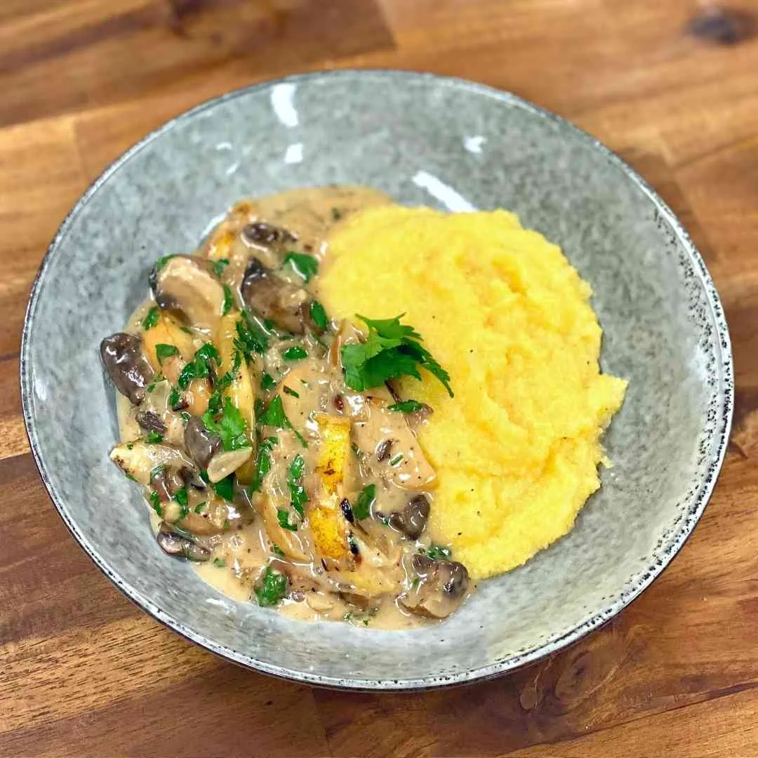 Mushroom Apple Polenta Bowl